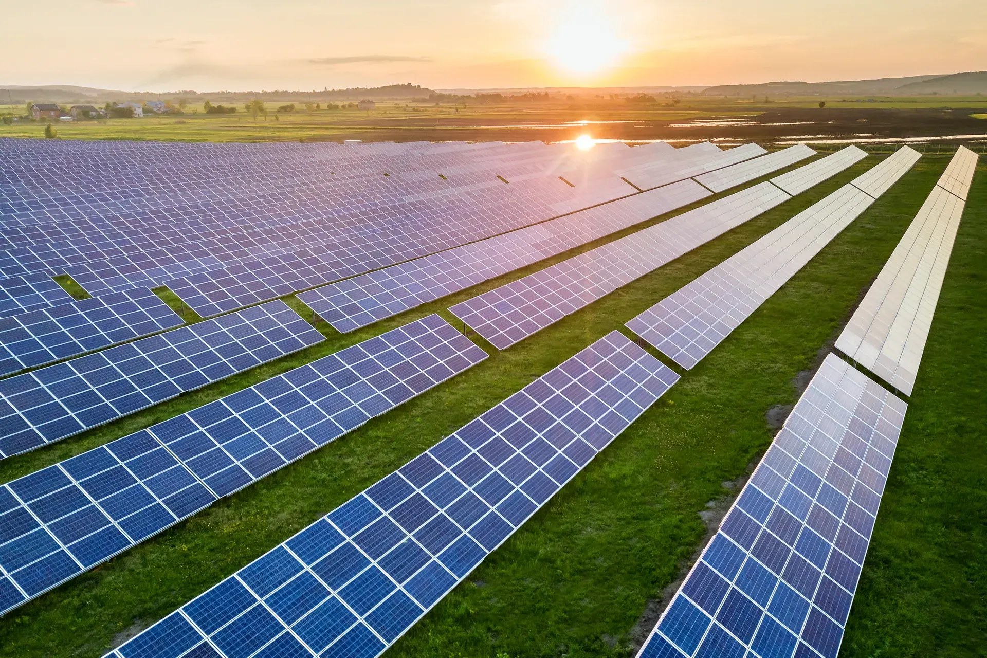 Solar farm in a rural landscape